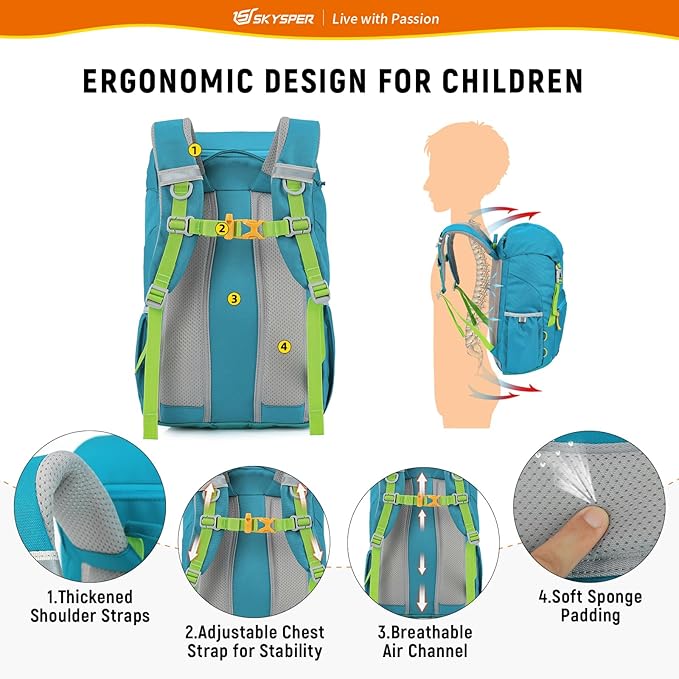 SKYSPER Kids Backpack for Boys Girls Lightweight Travel Daypack Elementary Student Rucksack Outdoor Primary School Bag
