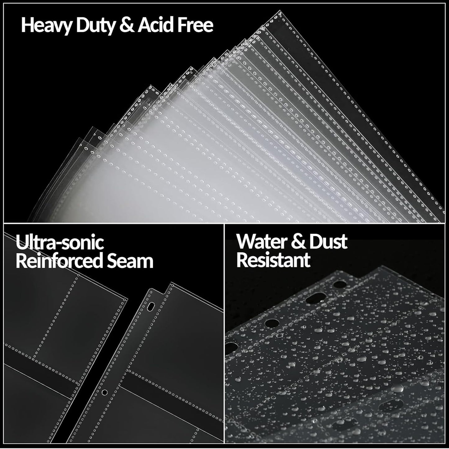 100 Pack 4x6 Photo Sleeves for 3 Ring Binder - 600 Photos, Clear Album Refill Pages, Acid Free Plastic Archival Protector Sleeves, Pages Sheets for 8.5x11 Binder