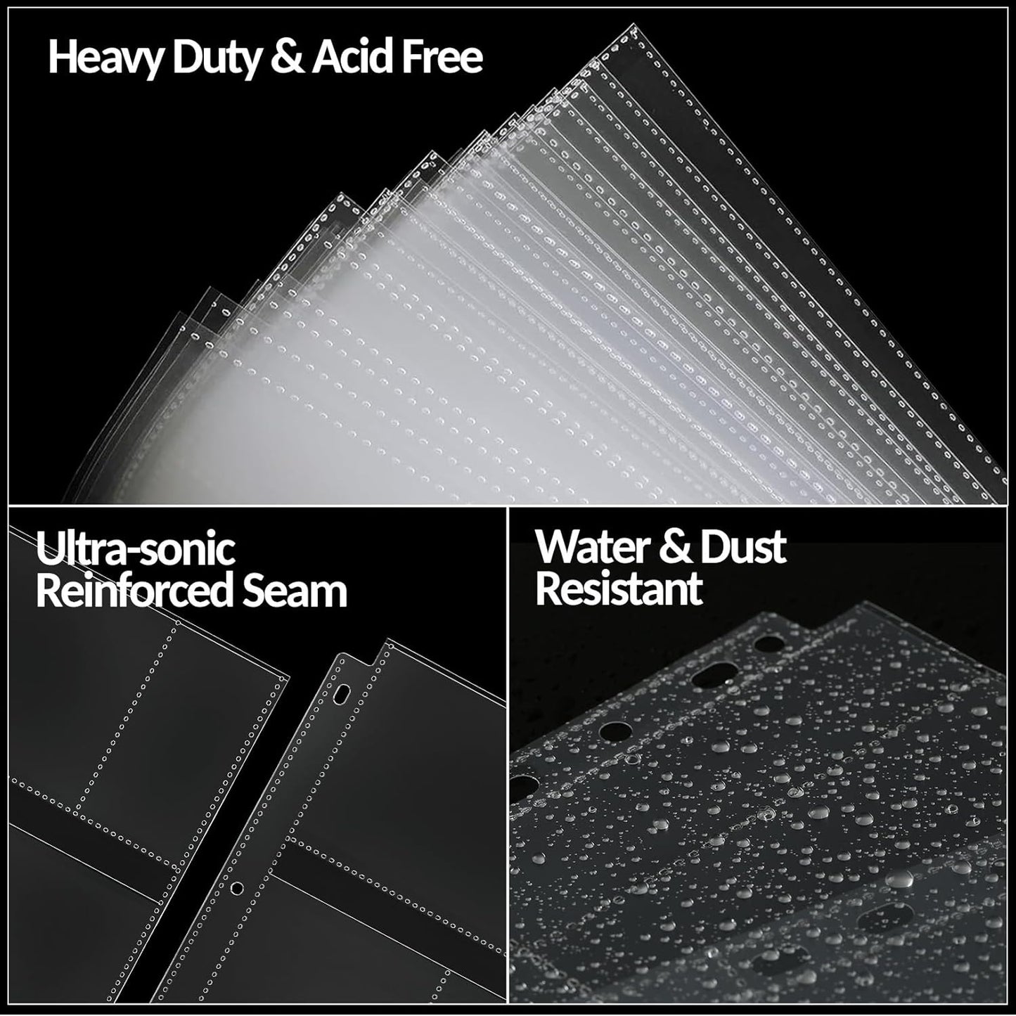 35-Pack 4x6 Clear Photo Sleeves for 3 Ring Binder - 210 Photo Acid Free Plastic Archival Protector Refill Pages for 8.5x11