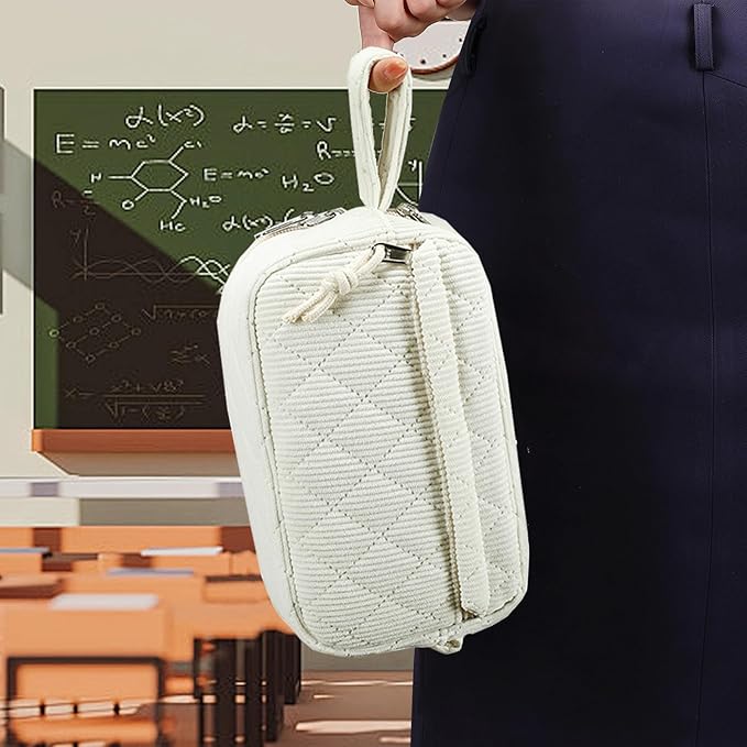 Bluboon Big Capacity Pencil Case Pencil Pouch Pen Case School Supplies Cute Pencil Box Pencil Bag for Teen Girls Boys Women Man (Beige)