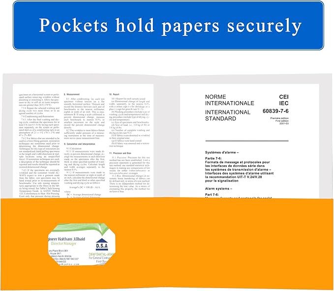 Zzrywuty 50 Packs Two Pocket File Folders with Business Card Slot,Textured Paper,Letter Size,Holds 100 Plus Sheets for School,Office,Business,Orange (Orange-50Pcs)