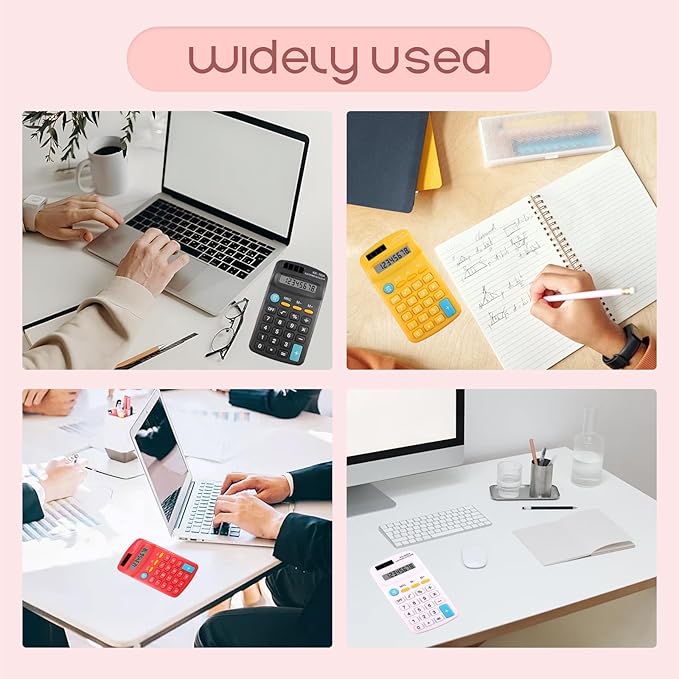 50-Pc Basic Calculator Set - Mini Battery-Powered 4-Function Calculators Pocket Calculator for School Supplies & Office Use (Pocket Size, 2 Designs)