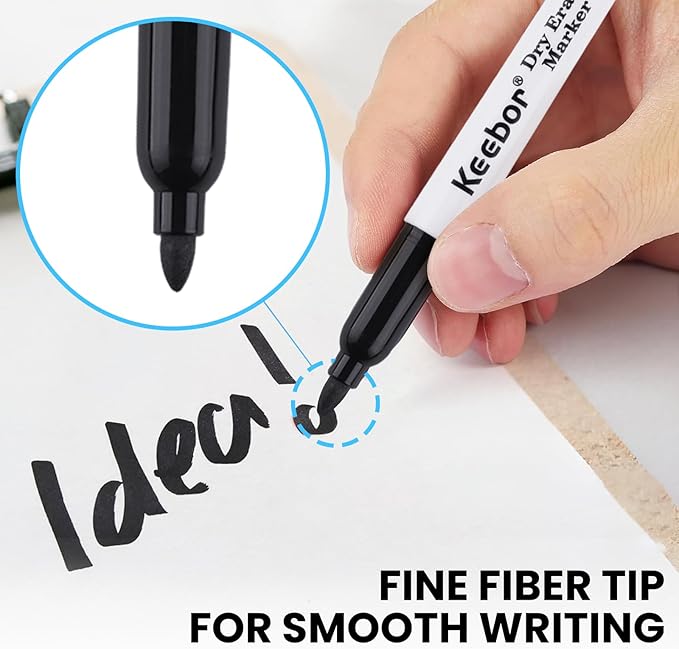 Fine Tip Dry Erase Markers - Bold Black, Long-Lasting ink, Low-Odor - 72 Pack Whiteboard Markers Bulk for Home, Office, Back to School Supplies