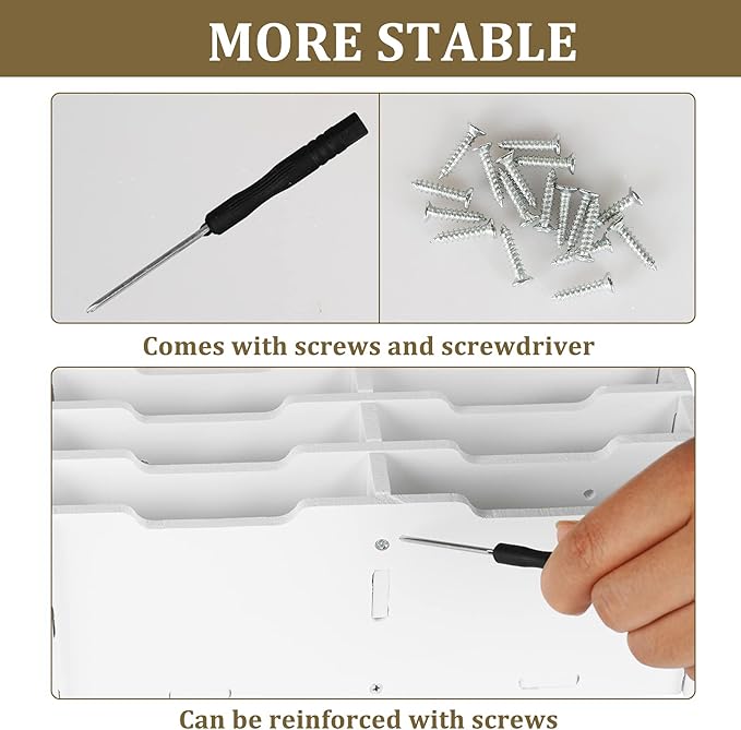 Wooden 12-Compartment Desktop Organizer Multifunctional Storage Box Desk Supplies for Cell Phones Holder White (12-Grid)