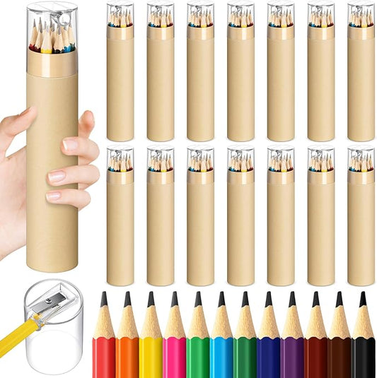 48 Pack 576pcs #2 HB Pencils Bulk in Tube with Sharpener Assorted Colors Wood-cased Pre-sharpened Pencils for Kids Student Back to School Supplies Classroom Prize Party Favor Gifts (Wooden)