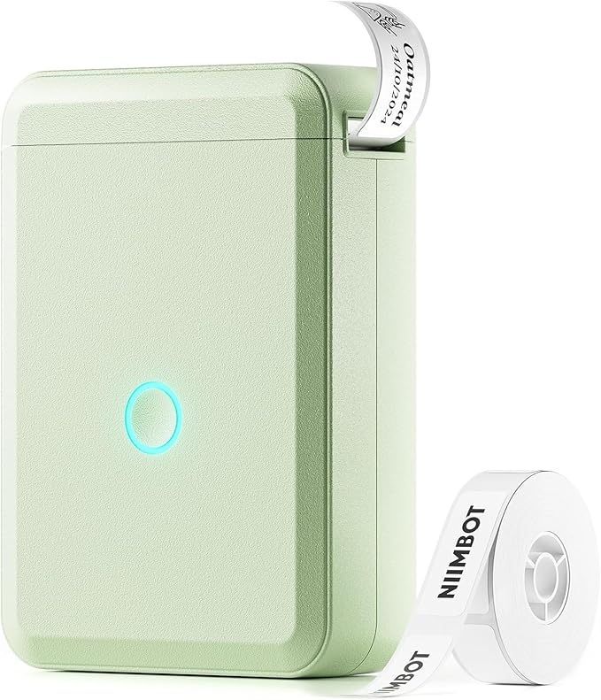 DEEPIN Label Maker Machine Portable Bluetooth Label Maker with Tape, Thermal Label Printer Multiple Templates for Phone, Mini Label Sticker Printer for Business Office Organization (Light Green)