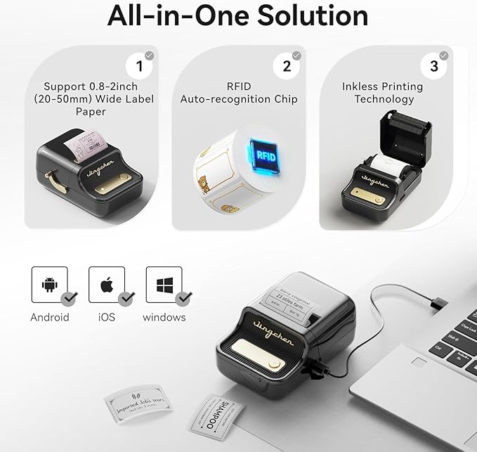 NIIMBOT B21 Label Maker, Portable Bluetooth Label Printer for Small Business, Sticker Maker with Tape for Gift Barcode, Clothing, Retail, Bakery, Mailing, Candles, Jewelry, Craft Organizing, Black