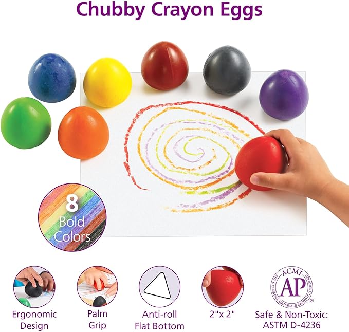 Colorations Chubby Crayon Eggs â€“ Set of 8 (Item # CHUBEGG)