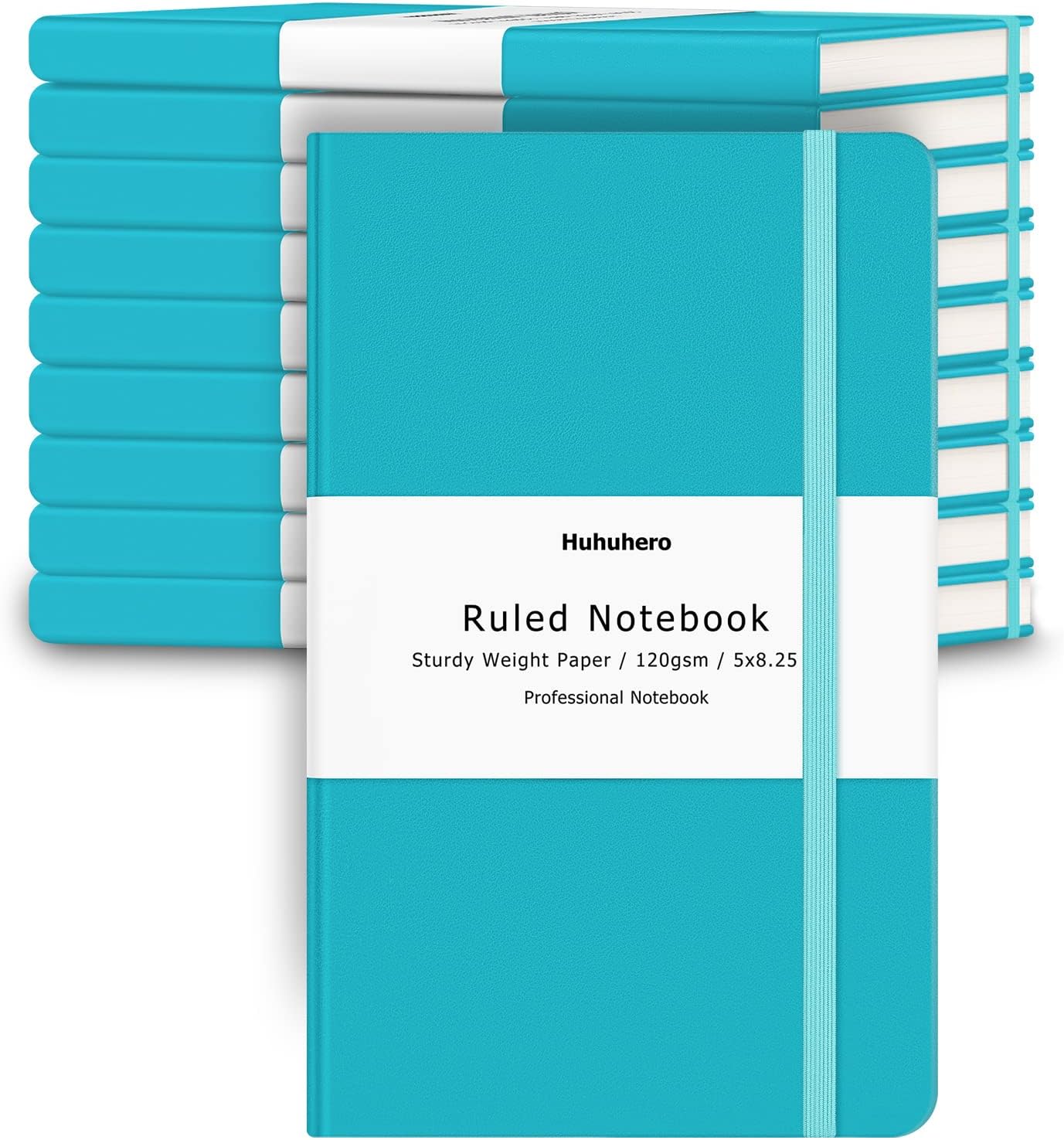 Huhuhero Notebook Journals, Ruled Journal for Writing, Premium Thick Paper Lined Hardcover Notebooks Bulk for Office School Note Taking College School Supplies 5"×8.25" (10, Teal)