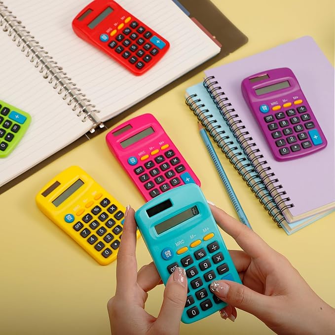 36 Pack Pocket Calculators, Solar & Battery Powered Desktop Calculators, 8 Digit Display, Mini Size, for Students, Kids, School, Home, Office (6 Colors)