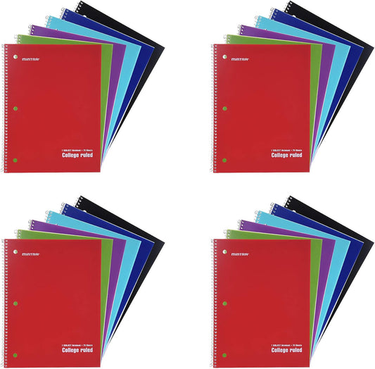 Mintra Office Spiral Notebooks (Solid - College Ruled, 24pk (4-6pks))