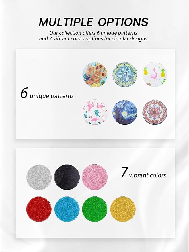 OMIRO 1X/10X Magnifying Compact Mirror with PU Leather, Ultra-Portable for Purses and Travel, Round Black