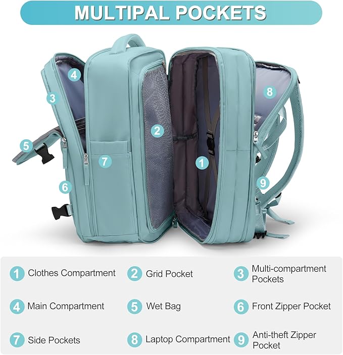 Casual Backpack Traveling Backpack, A-blue, Expandable, Travel Backpacks