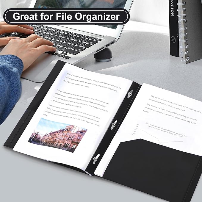 SUIN Plastic Project-Folders with 2 Pockets & 3 Prong, Bulk Pack Project File-Folder for US Letter Size Papers, Ideal for School & Office, Assorted Pastel Colors (Black)