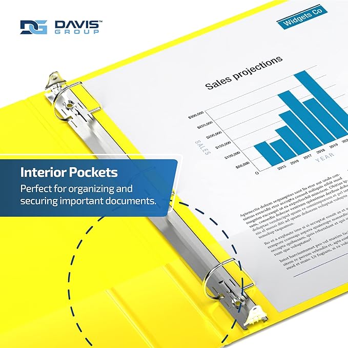 Premium Economy 6-Pack 3-Ring Binders for School or Office, D-Ring Binders, 2 Inch, Yellow