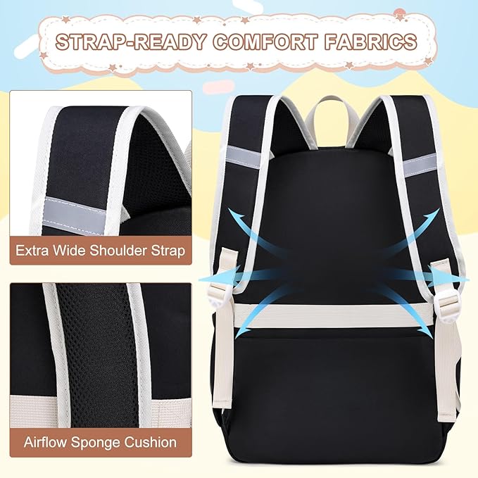 MOMUVO School Backpack Set for Girls,3pcs Bookbag with Lunch Box Pencil Case Kids School Bag Set