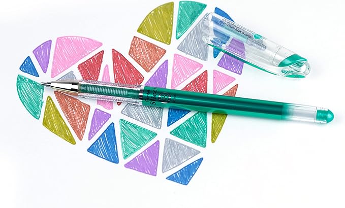 Pentel Arts Slicci Metallic 0.8 mm Needle Tip Gel Pen, Metallic Green Ink, Box of 12 (BG208-MD)