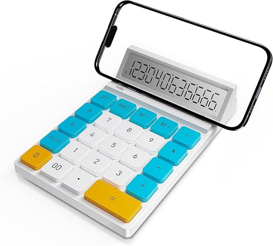 12 Digits Desktop Calculator with Large LCD Display and Sensitive Button, for Home, Office, School, Class and Business, 4 Function Basic Calculators for Desk