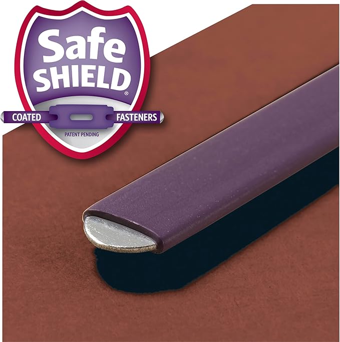 Smead 100% Recycled End Tab Pressboard Classification File Folder with SafeSHIELD Fasteners, 2 Dividers, 2" Expansion, Legal Size, Red, 10 per Box (29860)