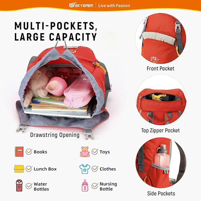 SKYSPER Kids Backpack for Boys Girls Lightweight Travel Daypack Elementary Student Rucksack Outdoor Primary School Bag