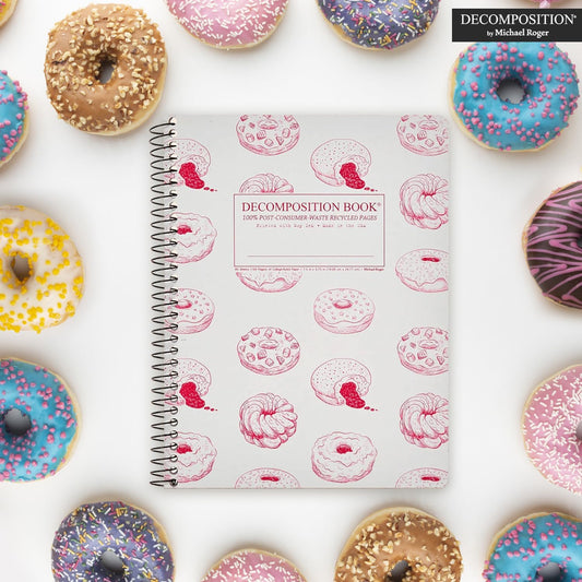 Decomposition Donut Time College Ruled Spiral Notebooks – 9.75 x 7.5 Journal with 160 Lined Pages – Cute Notebooks for School Supplies, Home & Office – 100% Recycled Paper – Made in USA