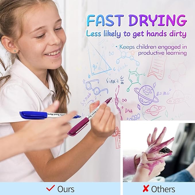 SFAIH Dry Erase Markers Fine Tip 12 Colors, 12 Pack (1 Dozen) - Low Odor Whiteboard Markers Set for Kids Art, Home Office, Calendar Planning | 5 Sizes: 12/24/48/72/144 Packs Available