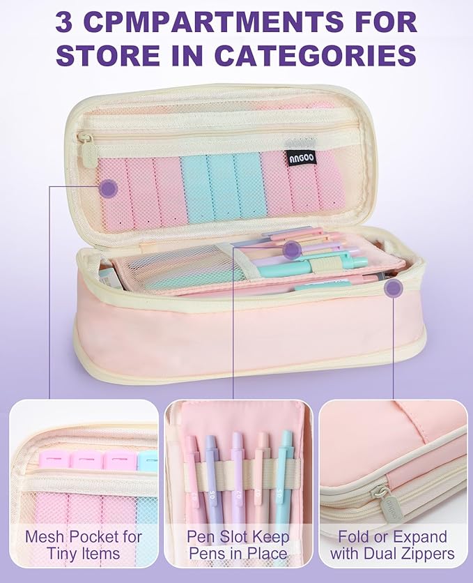 Mechanical Pencil Set with Cute Pencil Case, 12PCS Pastel Mechanical Pencils 0.5 & 0.7mm with 720PCS HB Leads, 4PCS Erasers and 1x Sticky Note, Suitable for School Writing, Drafting Drawing Sketching