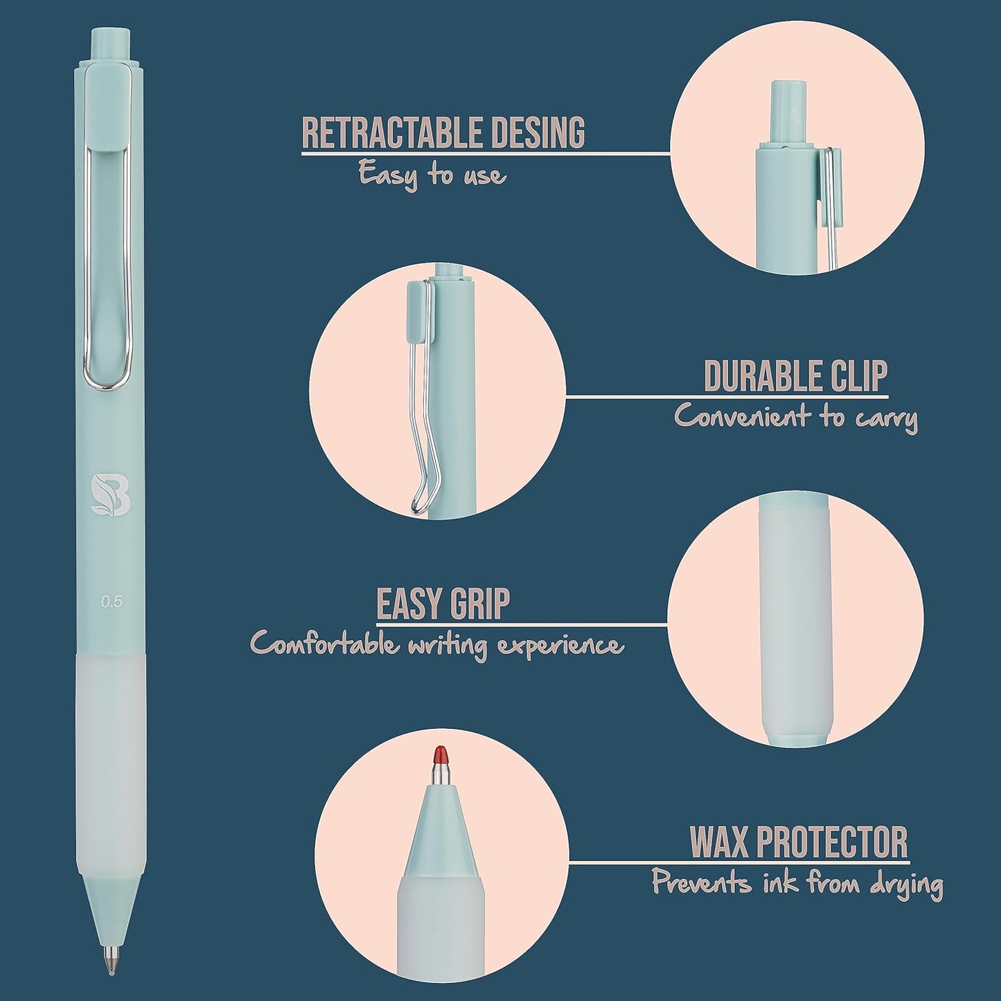 BLIEVE - Gel Pens Matte Finish, Smooth Writing, No Bleed - For Journaling, Bible Notes, Drawing - Cute School Supplies, 8 Pack (Pastel)