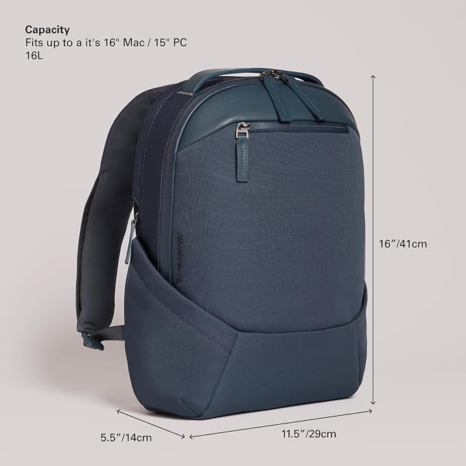 Troubadour Apex 3.0 Compact - 16L Premium Laptop Backpack - Ergonomic & Water Resistant - Designed for Work and Travel - Navy