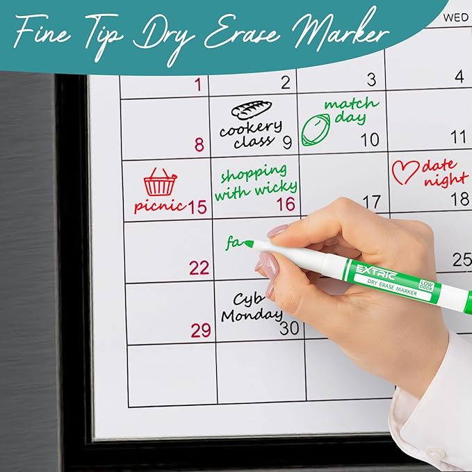 Dry Erase Markers, Whiteboard Markers Fine Tip and Chisel Tip, 8 White Board Marker Dry Erase, Mixed Tip 4 Thick and Thin White Board Marker for School Supplies, Teachers and Students