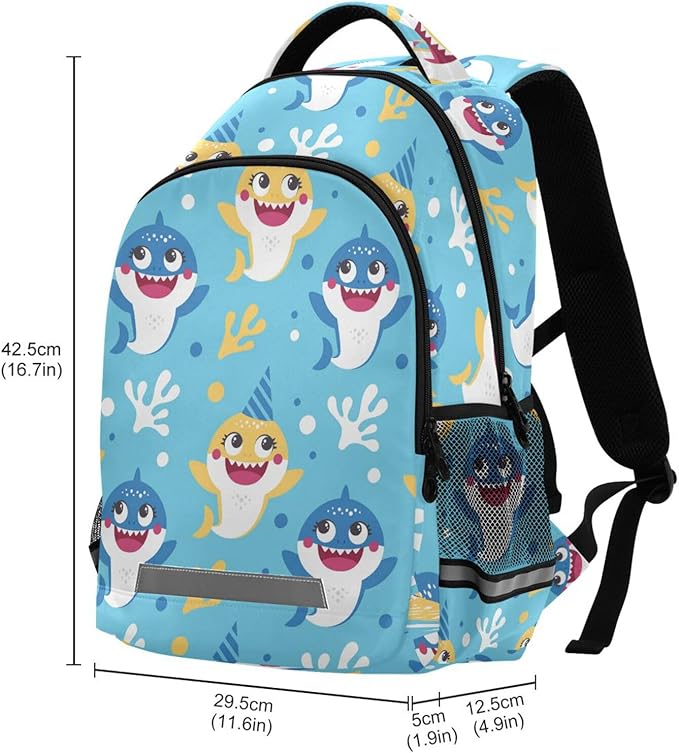 Cute Shark Backpack for Boys Girls Elementary School Bag Kids Bookbag Travel Rucksack