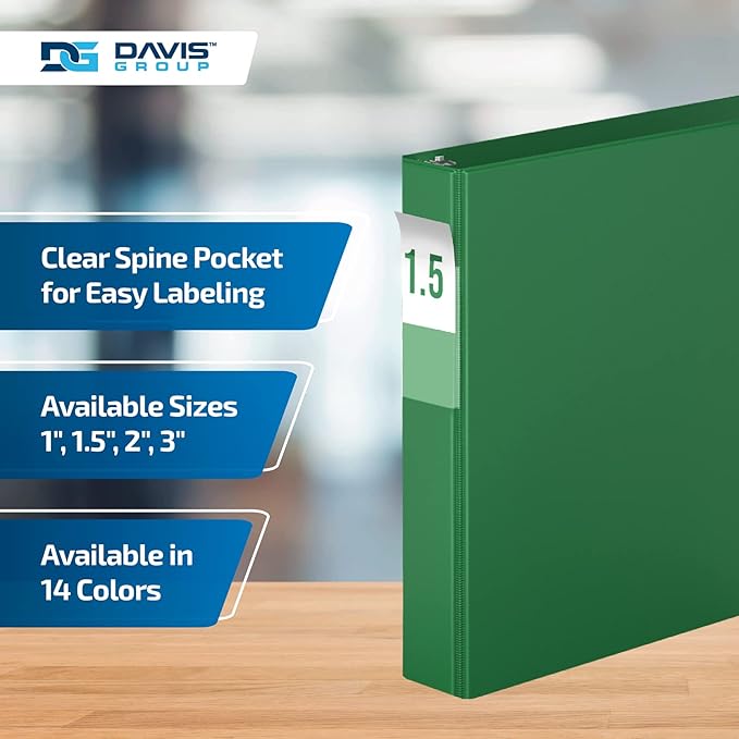 Premium Economy 6-Pack 3-Ring Binders for School or Office, D-Ring Binders, 1.5 Inch, Green