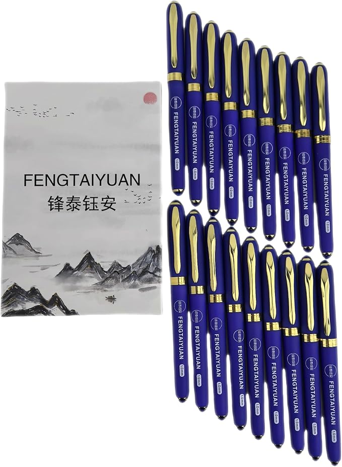Fengtaiyuan B10P18Pro, Gel Ink Rollerball Pens, Blue Ink, Bold Point 1.0mm, Writting Pens, Smooth, 18 Pack (Blue-1.0mm)