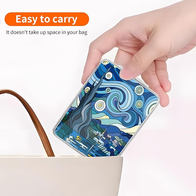 Compact Pocket Mirror, Cute Travel Mini Mirror with Magnification, Foldable Double-Sided Portable Cosmetic Mirror for Men, Women Starry Night