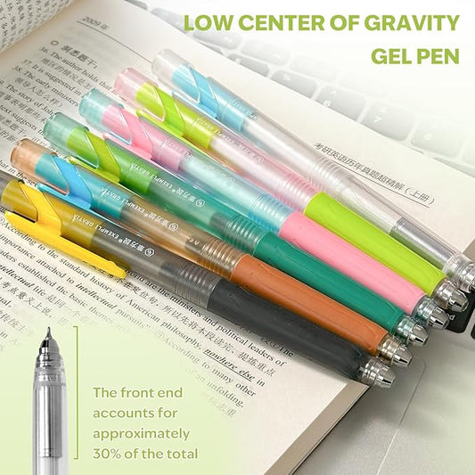 cute Ballpoint Pens Fine Point Smooth Writing Pens, 0.5mm Black Gel Ink pen, Quick-Dry Retractable with Silicone Grip, 4 Pcs - Morandi Colors for Office, School Supplies & Journaling