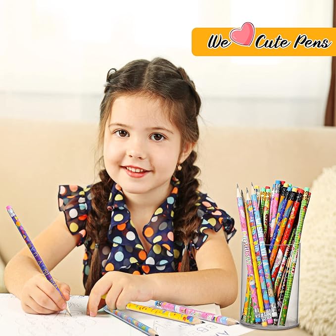 Funrous 500 Pcs Happy Birthday Pencils for Students Bulk Colorful Pencils with Top Erasers for Teachers Classrooms Reward Kids Birthday Party Supplies Gifts, 10 Assorted Style