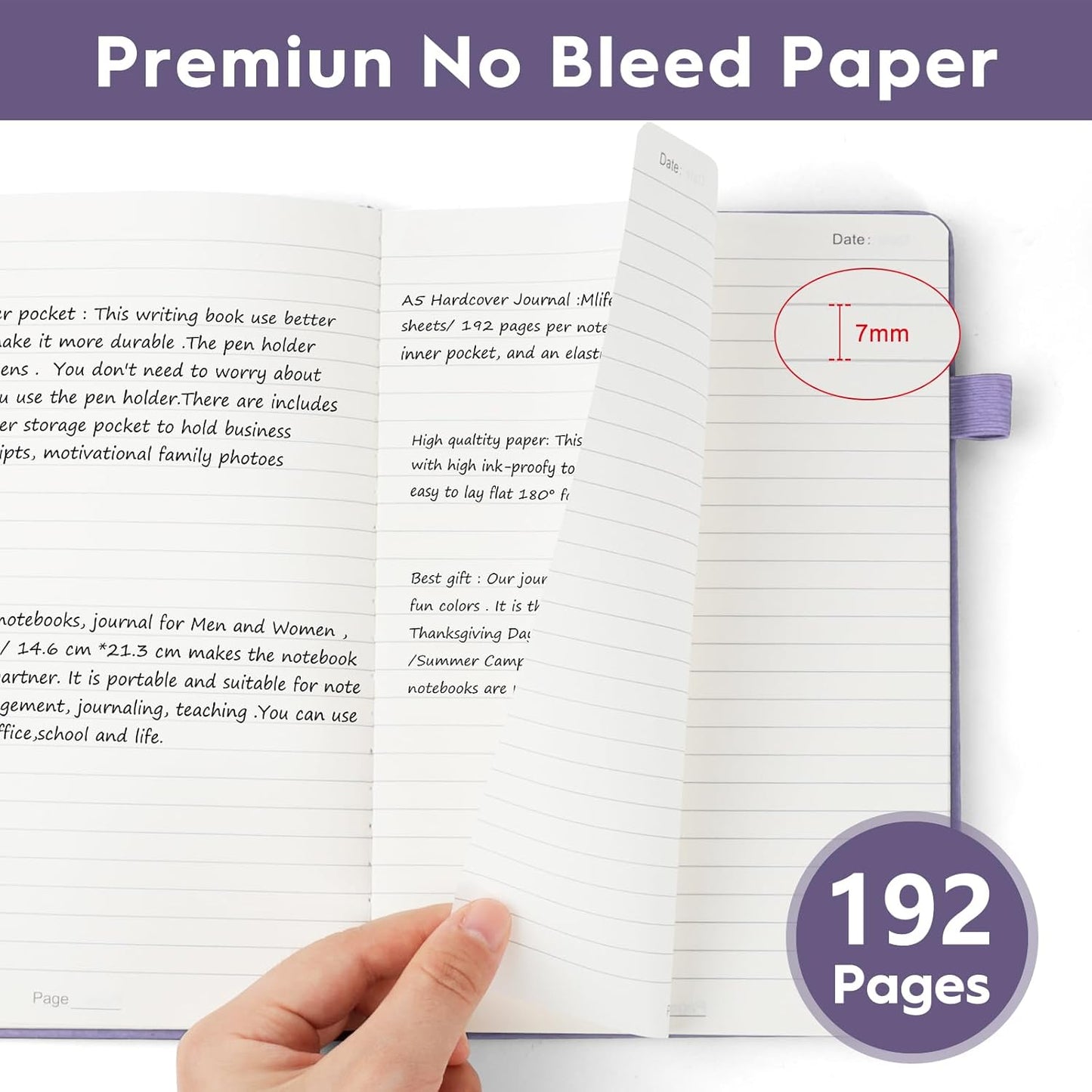 A5 Lined Journal Notebooks for Work, 192 Pages, Medium 5.7 x 8.3inch, College Ruled, Vegan Leather Hardcover Journals for Women Men,8 Pack