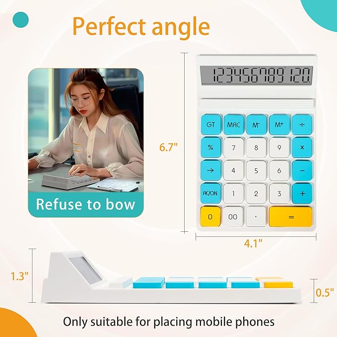 12 Digits Desktop Calculator with Large LCD Display and Sensitive Button, for Home, Office, School, Class and Business, 4 Function Basic Calculators for Desk