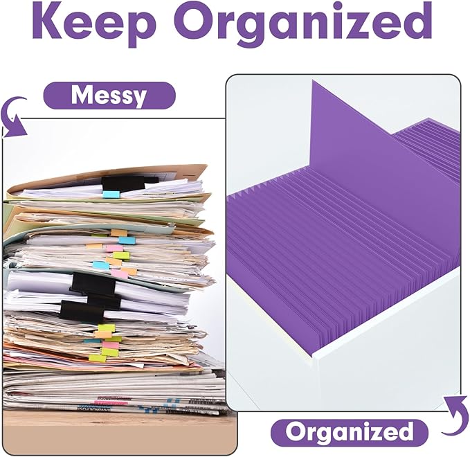 Two Pocket Folders, PANDRI 50 Pack 2 Pocket Folders, Letter Size Paper File Folder for School Office Home Business, Purple