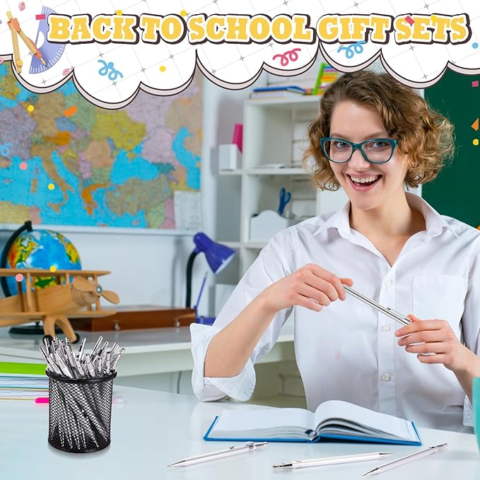 72 Pcs Operation Christmas Items 0.5mm Mechanical Pencils Bulk Set Include Metal Mechanical Pencil HB Lead Refills Erasers for Art Office Classroom Student Writing Drawing(Silver)