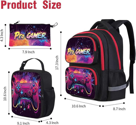 Kids Backpack for School - 17 Inch 3D Reflective Cartoon Bookbag with Dual Zippers, Ergonomic Design for Boys & Girls Ages 6-18 | Durable 600D Polyester Children's Backpack