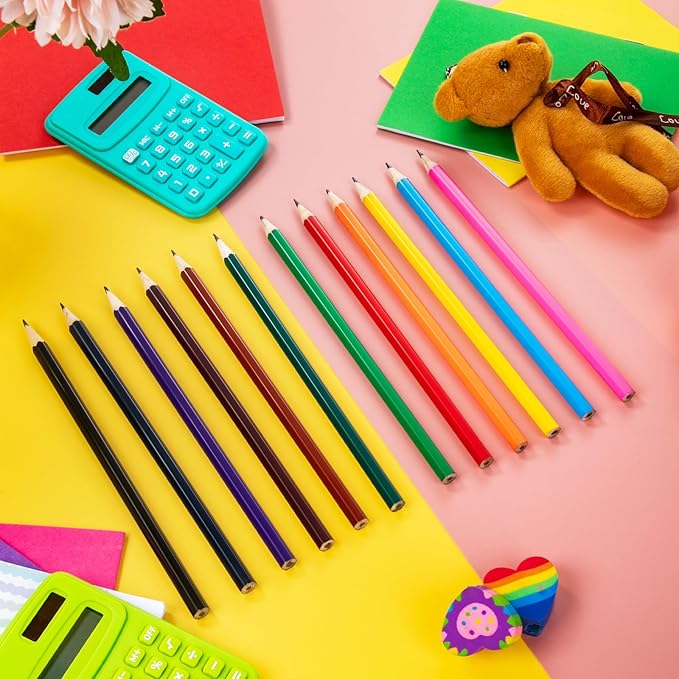 12 Pack 144pcs #2 HB Pencils Bulk in Tube with Sharpener Assorted Colors Wood-cased Pre-sharpened Pencils for Kids Student Back to School Supplies Classroom Prize Party Favor Gifts (Wooden)