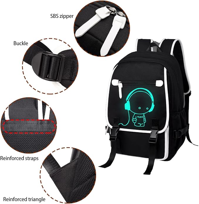 Asge Large 3 Piece Backpack Set - Boys & Girls Teenage Reflective Waterproof School Satchel for Travel & Outdoor