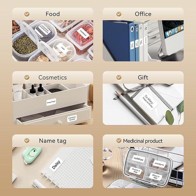 NIIMBOT D110 Label Maker Tape Adhesive White Label Paper 0.55" X 1.18" (14 X 30mm) 210 Labels/Roll, Compatible D11 D110 Label Printer, Thermal Paper Black on White, 3-Roll