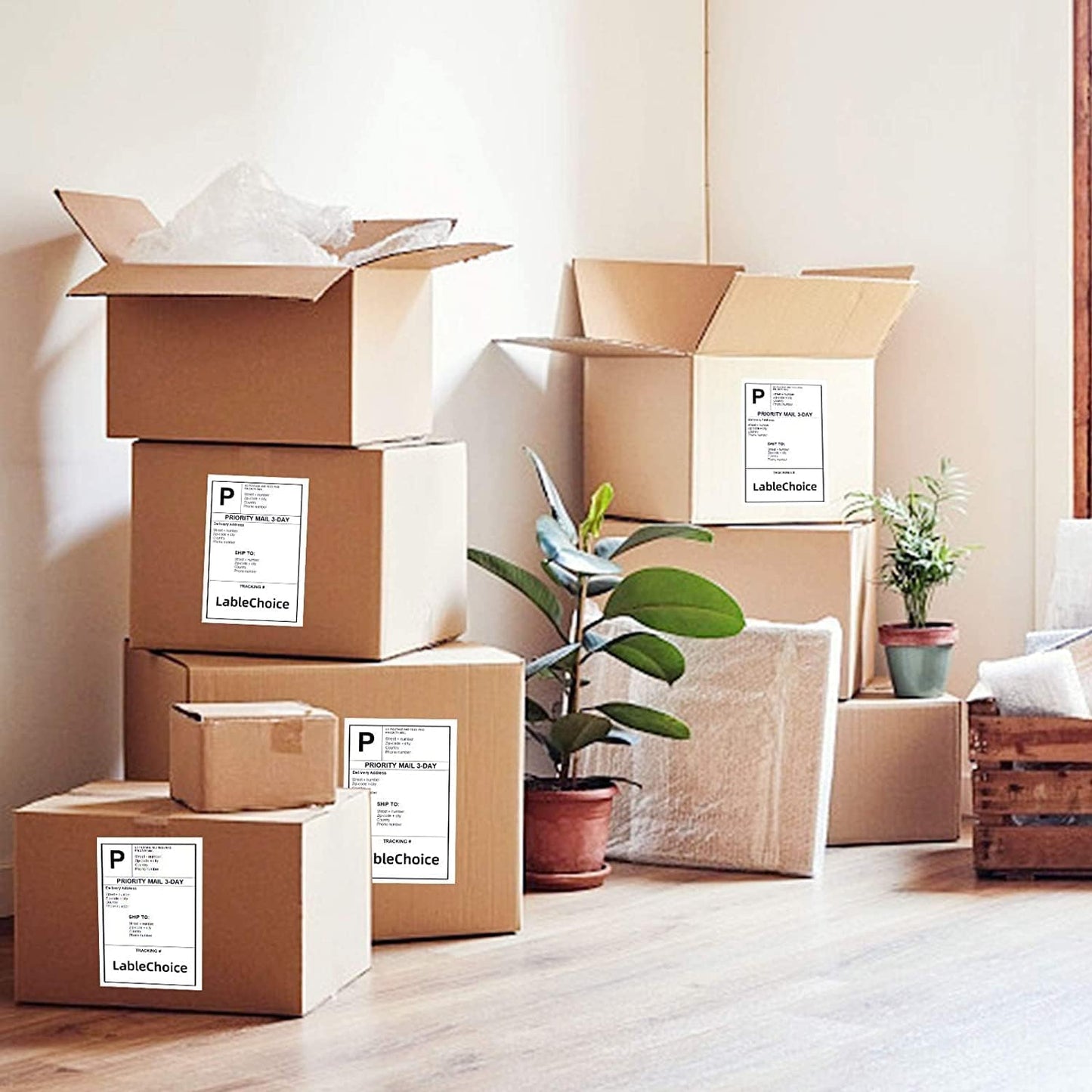 100 Sheets 200 Labels Half Sheet Self Adhesive Shipping Labels for Laser & Inkjet Printers, 8.5" x 5.5" Shipping Mailing Labels, 2 per Page Shipping Labels, 5 1/2 x 8 1/2 Half Sheet Labels