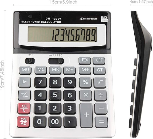 Large Electronic Calculator Counter Solar & Battery Power 12 Digit Display Multi-Functional Big Button for Business Office School Calculating (1 x Calculator)