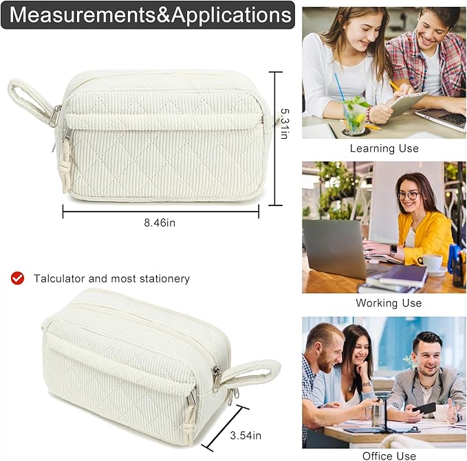 Bluboon Big Capacity Pencil Case Pencil Pouch Pen Case School Supplies Cute Pencil Box Pencil Bag for Teen Girls Boys Women Man (Beige)