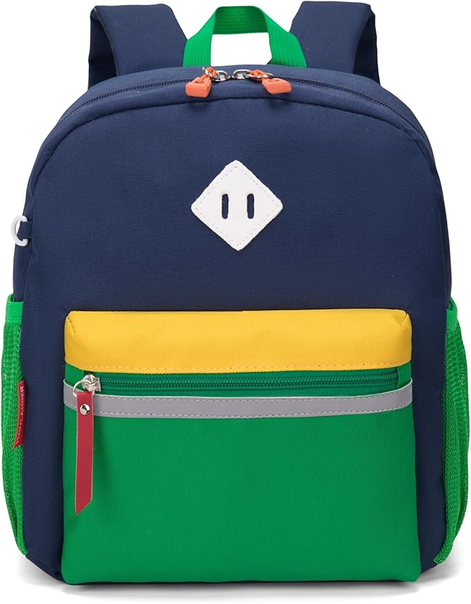 HawLander Little Kids Backpack for Boys Toddler School Bag Fits 3 to 6 years old, 12 inch, Blue Green
