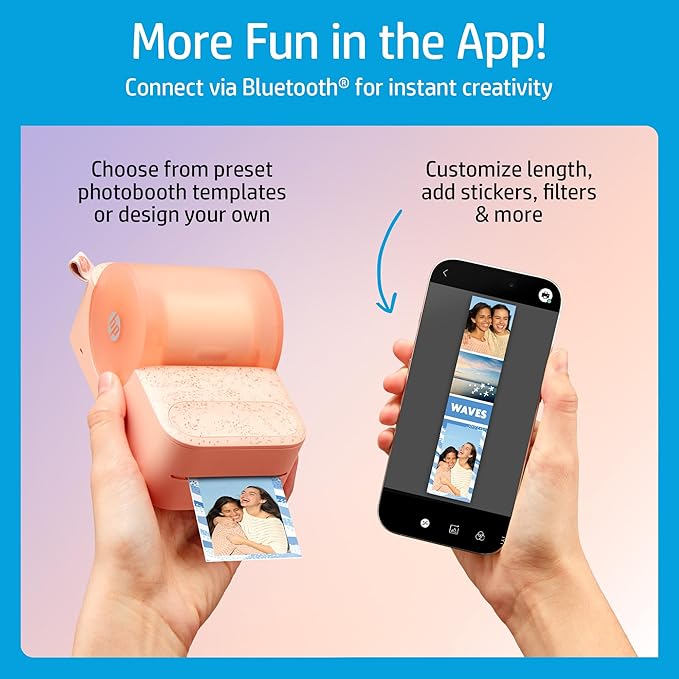 HP Sprocket Panorama Instant Color Label & Smartphone Photo Printer - Portable - Personalize Prints 2” x .5”- 9” on Zink Sticky-Back Photos - Create Photobooth Strips & Custom Designs in App - Pink