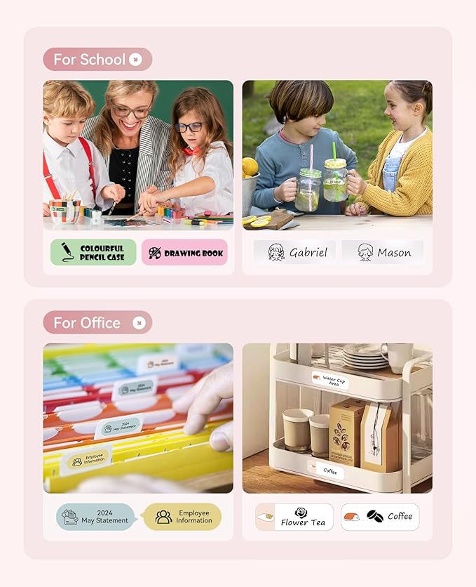 NIIMBOT Label Maker Machine Bluetooth Label Printer for School Home Office Organization, Wireless Mini Labeler D110 Upgraded Version, Label Machine with Label, Pink